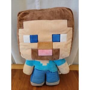 Minecraft Vintage Plush Big Head Steve Kids Cuddle Decorative Pillow 16"